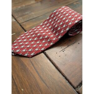 Rivetz of Boston Mens Red Husky Dog Print Necktie Hand Made Animal Pattern Tie